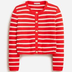 NWOT J.Crew Emilie sweater lady jacket in stripe - Red Moroccan Sand